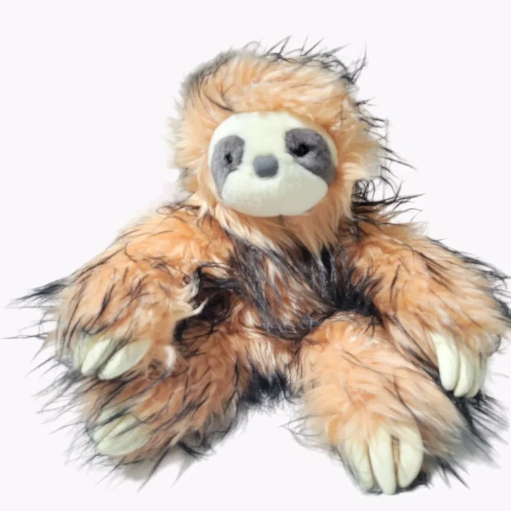 Aurora Sloth 14 in Plush Orange Black Long Hair Stuffed Animal Justice Cuddle Me